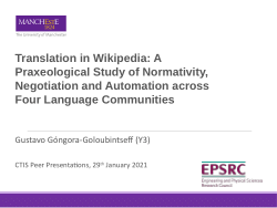 Translation in Wikipedia: A Praxeological Study of Normativity, Negotiation and Performance across Four Language Communities.pptx