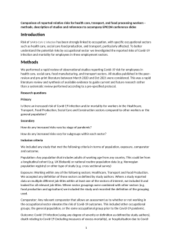 Comparison of reported relative risks for health care, transport, and food processing workers