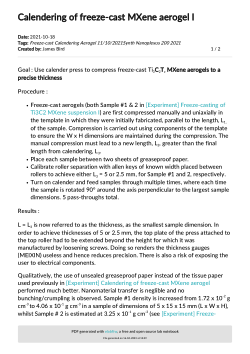 Calendering of freeze-cast MXene aerogel I