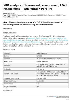 XRD analysis of freeze-cast, compressed, LFA'd MXene films - PANalytical X'Pert Pro