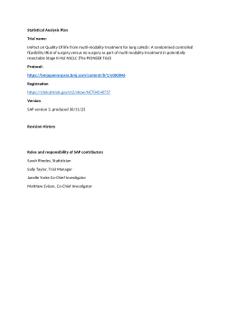 Statistical Analysis Plan for PIONEER feasibility study