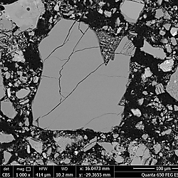 Back-scatter electron images of phases and clasts in sample 73002,6011
