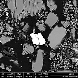 Back-scatter electron images of phases and clasts in sample 73002,6014