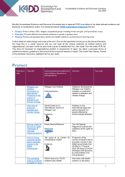 Humanitarian Evidence and Discourse Summary July 2024