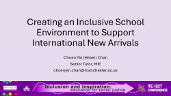 <b>Creating an Inclusive School Environment to Support International New Arrivals</b>
