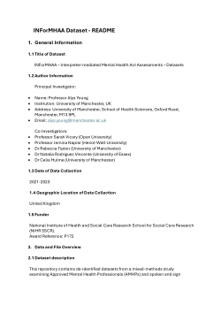 INForMHAA - Interpreter-mediated Mental Health Act Assessments - README File