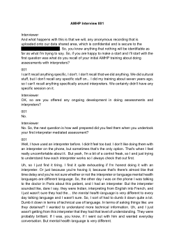 INForMHAA - Interpreter-mediated Mental Health Act Assessments - AMHP Interview Transcripts