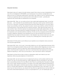 INForMHAA - Interpreter-mediated Mental Health Act Assessments - Interpreter Interview Transcripts