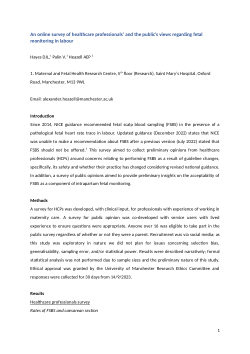 An online survey of healthcare professionals' and the public's views regarding fetal monitoring in labour