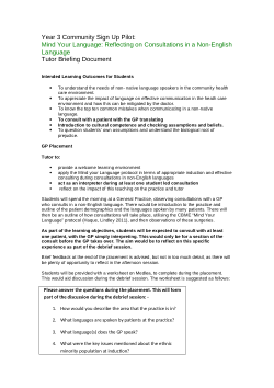 Community Case Study: Mind your Language: Enhancing Medical Student Learning during non-English Consultations. CPS Document