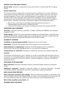 Scoping review protocol: Variations in placental structure and function in women with MS