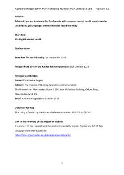 Study protocol v.1.2 for “Telemedicine as a treatment for Deaf people with common mental health problems who use British Sign Language: a mixed methods feasibility study”