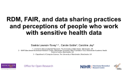 RDM, FAIR, and data sharing practices and perceptions of people who work with sensitive health data
