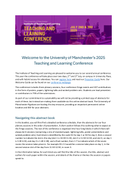 University of Manchester Teaching and Learning Conference 2025: Abstract Booklet
