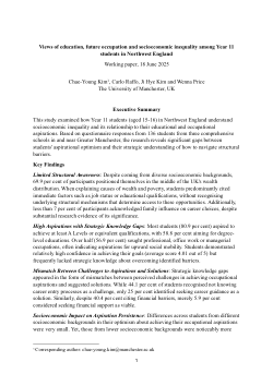 Views of education, future occupation and socioeconomic inequality among Year 11 students in Northwest England