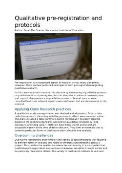 Qualitative pre-registration and protocols