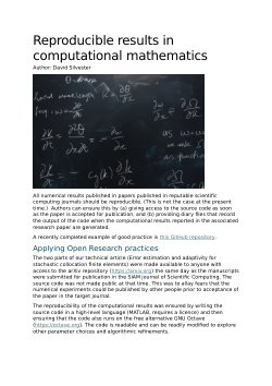 Reproducible results in computational mathematics