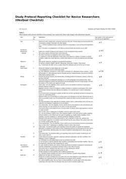 Study Protocol Reporting Checklist for Novice Researchers (ObsQual Checklist)