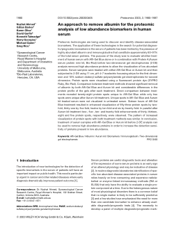 An approach to remove albumin for the proteomic analysis of low abundance biomarkers in human serum