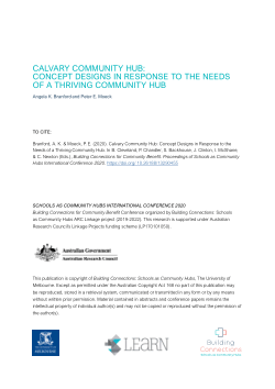 Calvary Community Hub: Concept Designs in Response to the Needs of a Thriving Community Hub