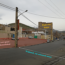 In-between areas of Moradab Hill, an informal settlement in Iran