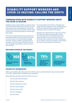 Disability Support Workers: COVID-19 vaccine hesitancy and communication needs
