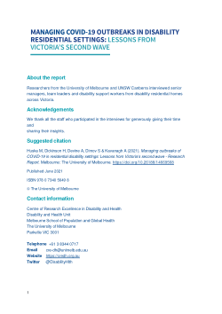 Managing COVID-19 outbreaks in disability residential settings: Lessons from Victoria's second wave of COVID-19