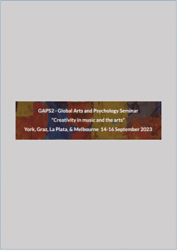 McKenzie, S., Glasser, S., Osborne, M. S.,<b> </b>& Krause, A.E. (2023, 14 September). <i>The rhythm of compassion: Exploring the role of music listening in cultivating self-compassion. </i>Paper presented at the Global Arts and Psychology Seminar: <i>Creativity in music and the arts</i>, 14-16 September 2023. Hub conference University of York, University of Graz, Universidad Nacional de la Plata and University of Melbourne, Australia. https://doi.org/10.26188/24158841