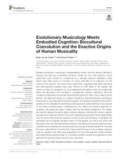 <b>Evolutionary Musicology Meets Embodied Cognition: Biocultural Coevolution and the Enactive Origins of Human Musicality</b>