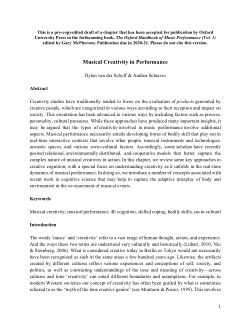 <b>Musical Creativity in Performance</b>