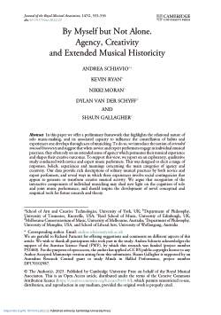 <b>By myself but not alone: Agency, creativity, and extended musical historicity</b>