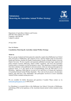 Bromberg, Johnson, Parker and Sievert Submission - Australian Animal Welfare Strategy Discussion Paper