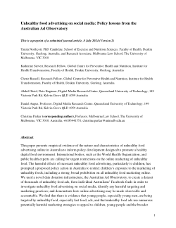 Unhealthy food advertising on social media: Policy lessons from the Australian Ad Observatory