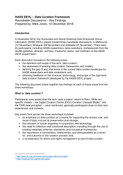HASS DEVL - Data Curation Framework round-tables summary of findings