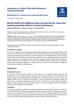 Mental health and wellbeing within and beyond the classroom: teaching essential skills for clinical performance [Poster]
