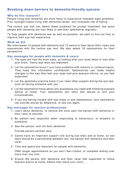 Breaking down barriers to accessing dementia-friendly eyecare: Plain language summary