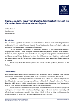 Submission to the Inquiry into Building Asia Capability Through the Education System in Australia and Beyond