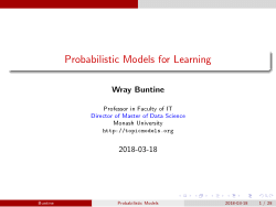 Probabilistic Models for Learning