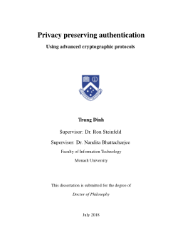 Privacy preserving authentication using advanced cryptographic protocols