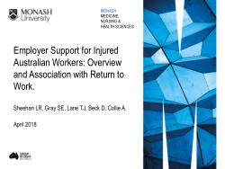 Employer Support for Injured Australian Workers: Overview and Association with Return to Work