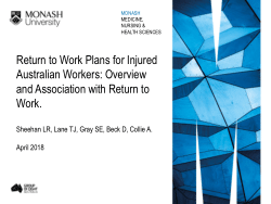Return to Work Plans for Injured Australian Workers: Overview and Association with Return to Work