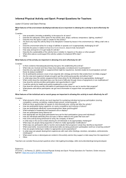 Informal Physical Activity and Sport: Prompt Questions for Teachers