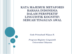 Kata Majemuk Metaforis Bahasa Indonesia dalam Perspektif Linguistik Kognitif