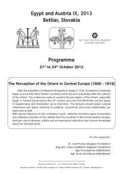 Egypt and Austria IX (Betliar, Slovakia, 2013) - Programme