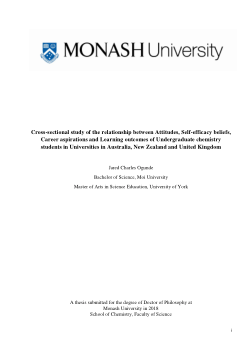 Cross-sectional study of the relationship between Attitudes, Self-efficacy beliefs, Career aspirations and Learning outcomes of Undergraduate chemistry students in Universities in Australia, New Zealand and United Kingdom
