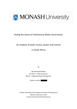 Ruling the Game of Institutional Water Governance  - An analysis of water access, power and control in South Africa.