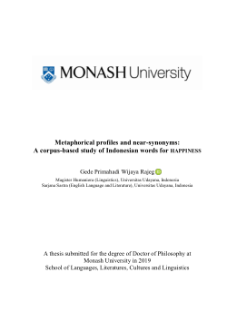 Metaphorical profiles and near-synonyms: A corpus-based study of Indonesian words for HAPPINESS