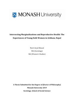 Intersecting Marginalizations and Reproductive Health: The Experiences of Young Dalit Women in Achham, Nepal