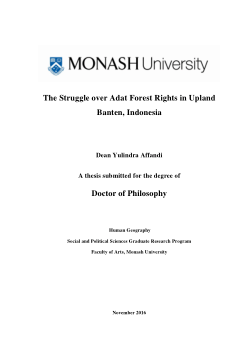 The Struggle over Adat Forest Rights in Upland Banten, Indonesia