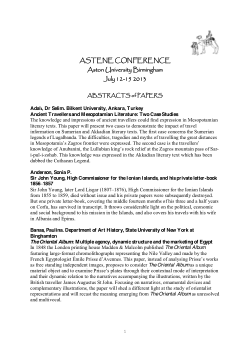 Association for the Study of Travel in Egypt and the Near East (Birmingham, UK, 2013)